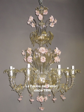 Murano glass chandelier "REZZONICO ARMS GLASS PASTE"