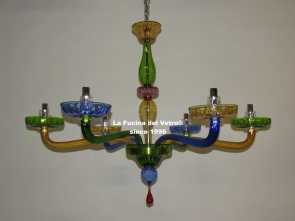 "MODERN PIPE MULTICOLORED" Murano glass chandelier